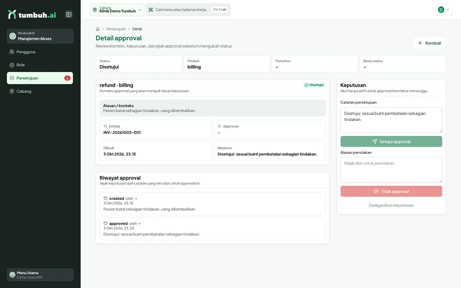 Approval disetujui