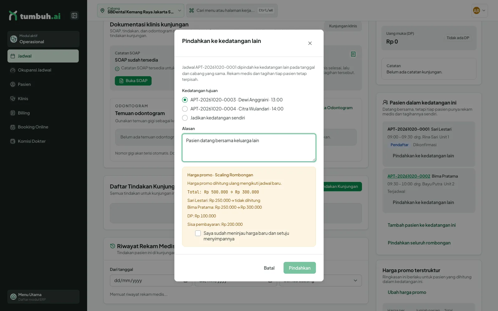 Dialog Pindahkan ke kedatangan lain