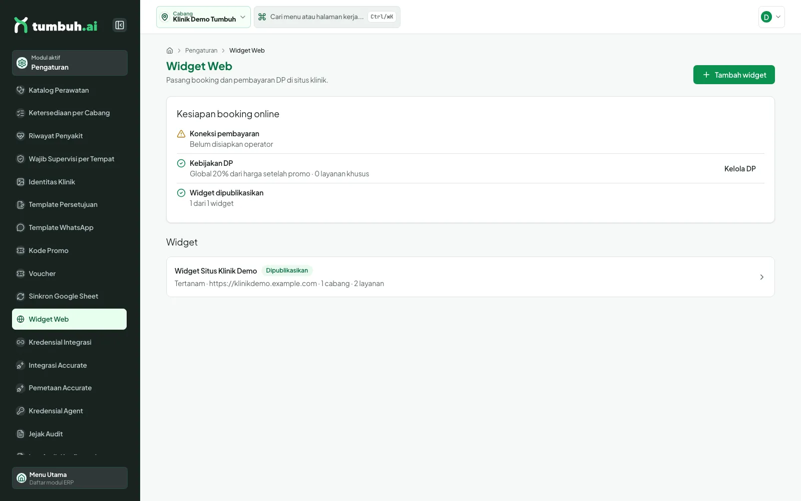 Halaman Widget Web