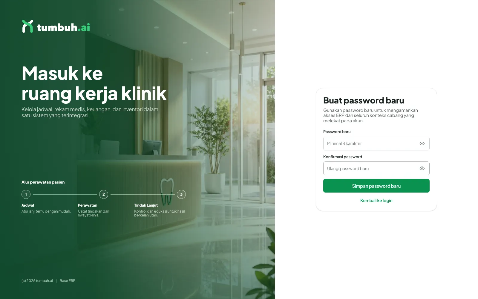 Halaman buat password baru