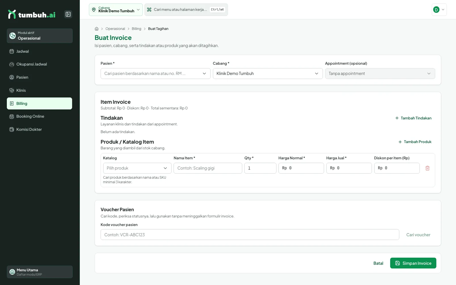 Form Buat Invoice