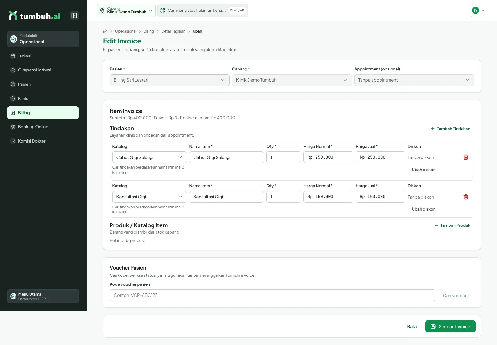 Form Edit Invoice