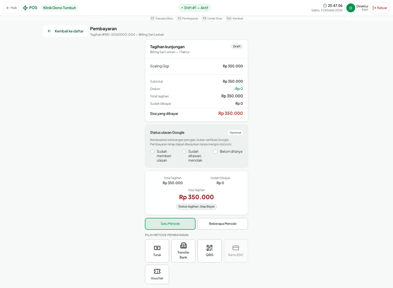 Layar pembayaran POS