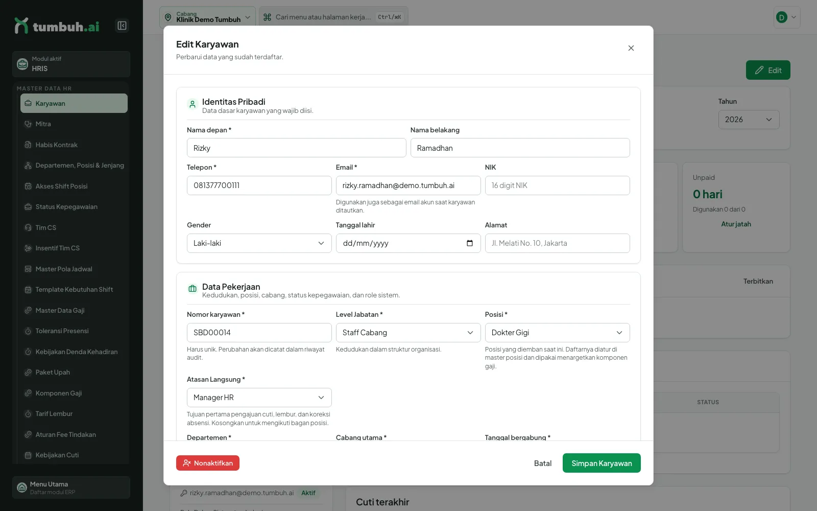Formulir Edit Karyawan