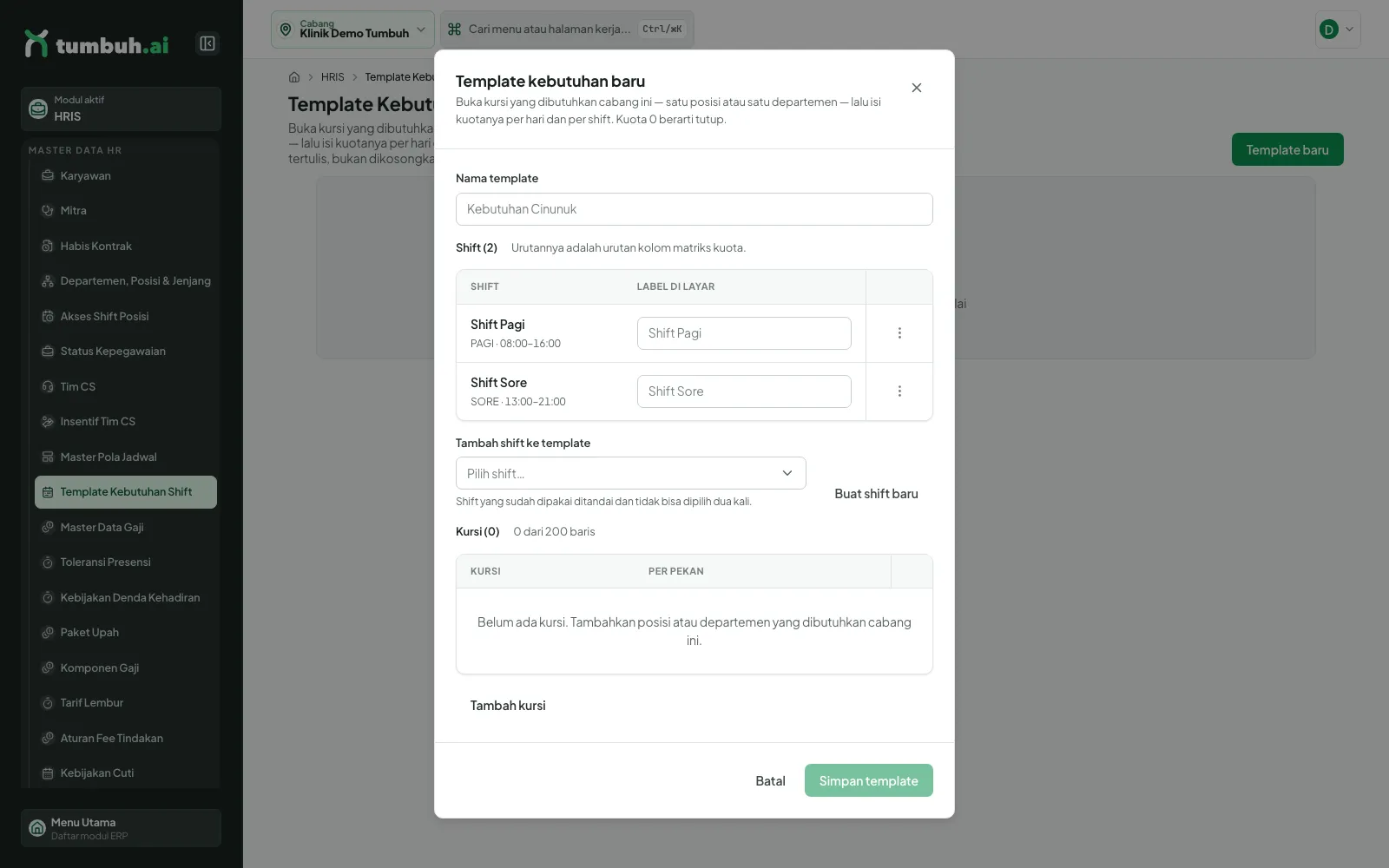 Formulir template kebutuhan baru