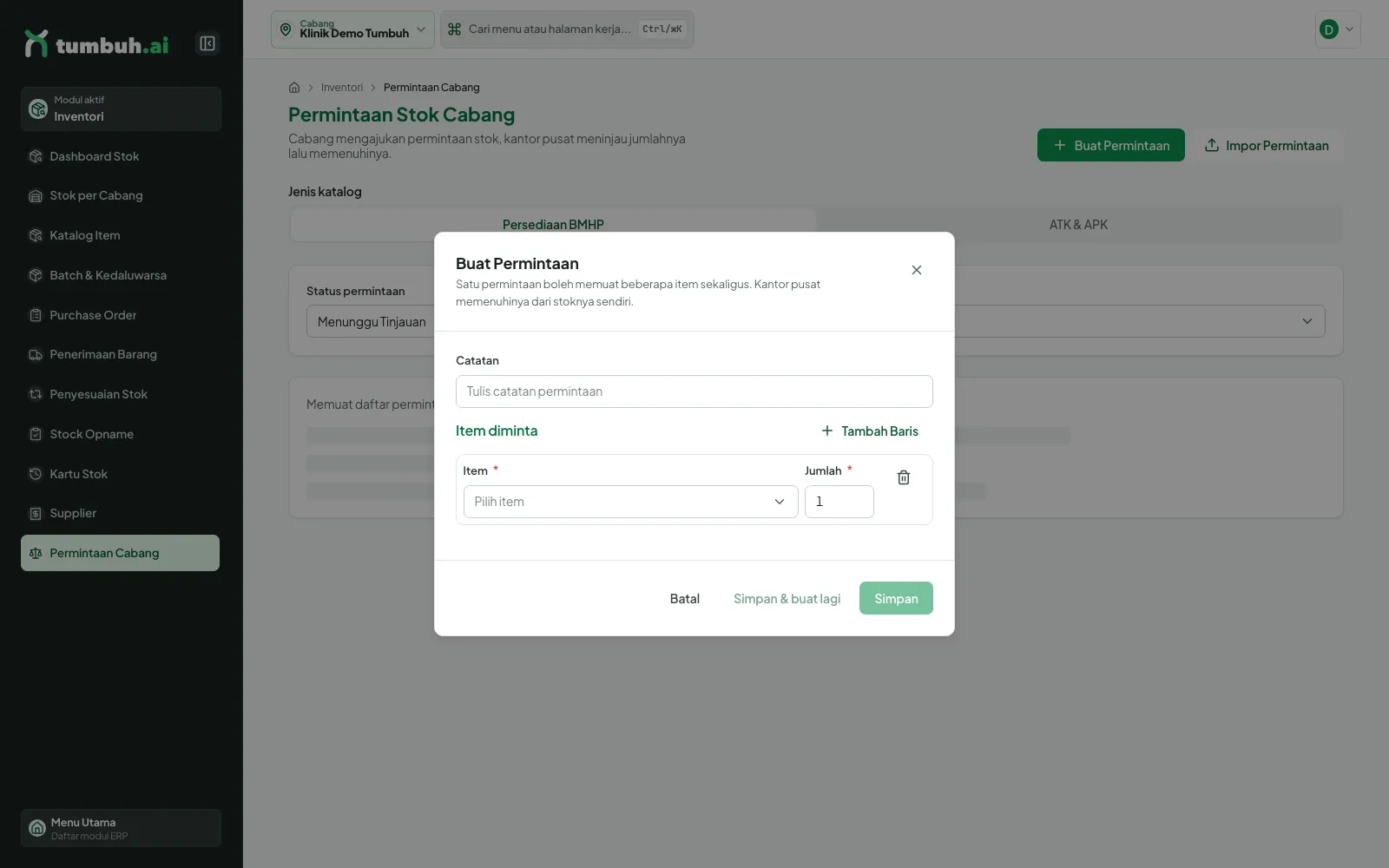 Dialog Buat Permintaan