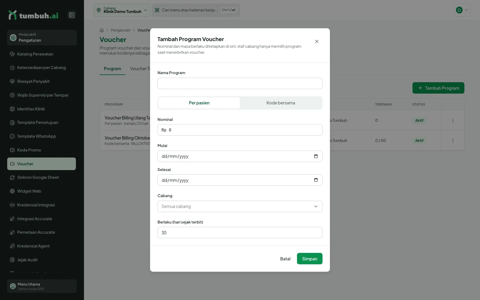 Dialog Tambah Program Voucher