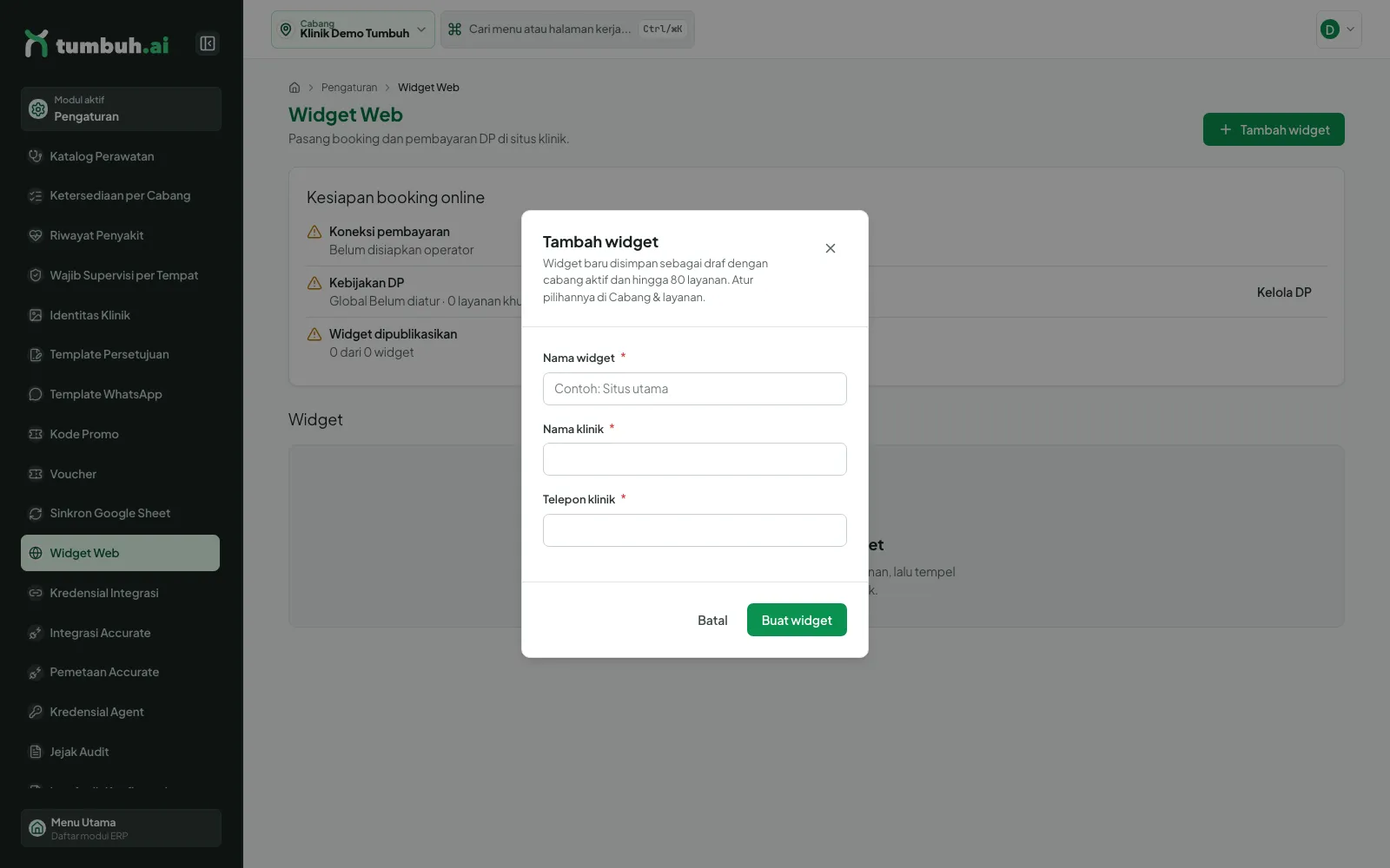 Dialog Tambah widget